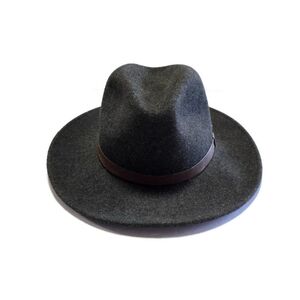 Pendleton 100% Virgin Wool Hat Gray Fedora A199-001 Leather Medium USA